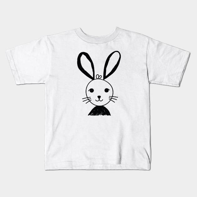 Cute Bunny Doodle Kids T-Shirt by Mad Swell Designs